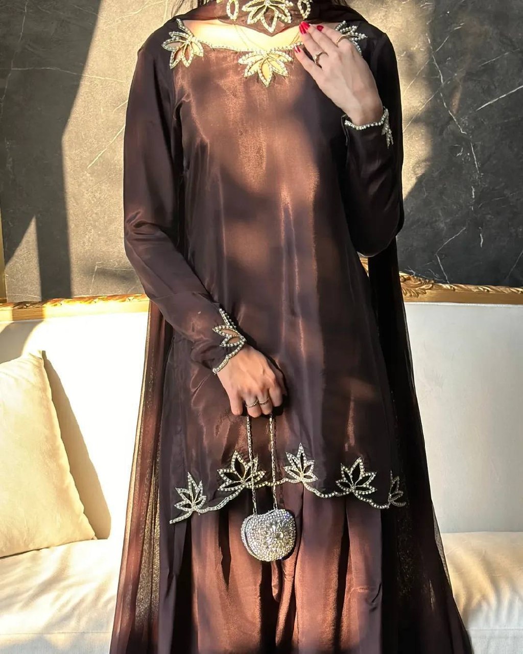 Urban Monochrome Silk Palazzo Suit