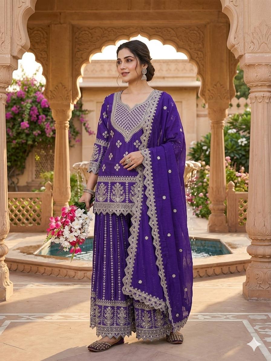 Regal Fuchsia Heritage Embroidered Couture