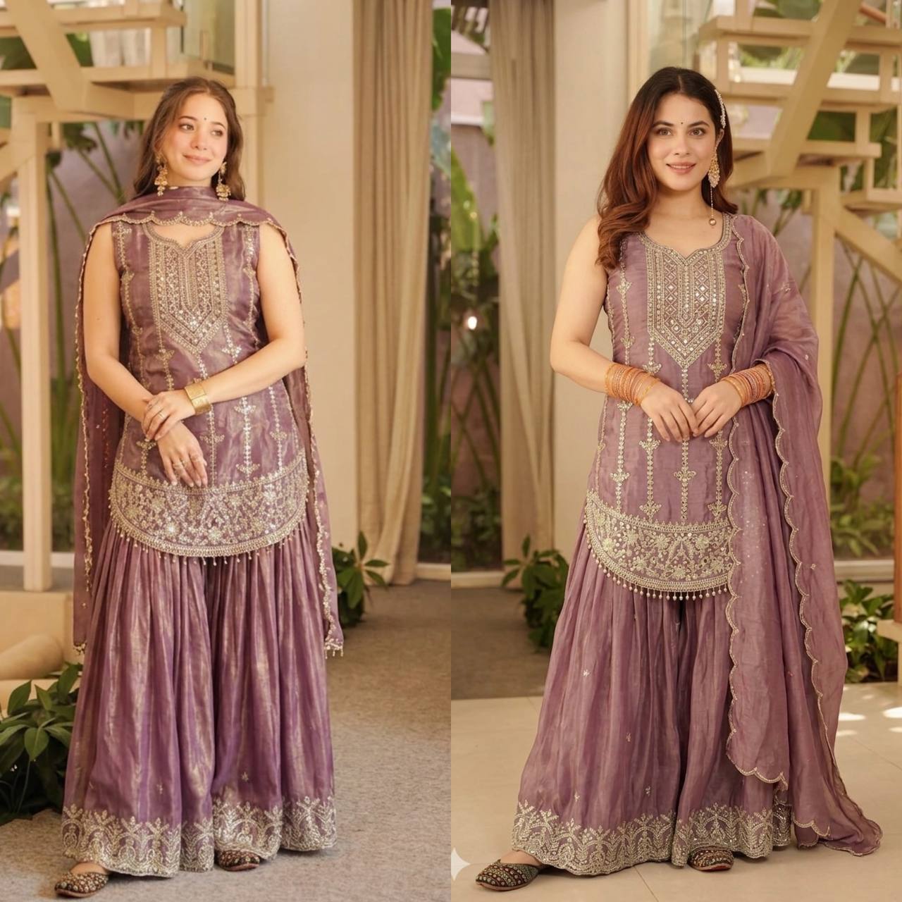 Dark Luxury Metallic Purple Kurta Set