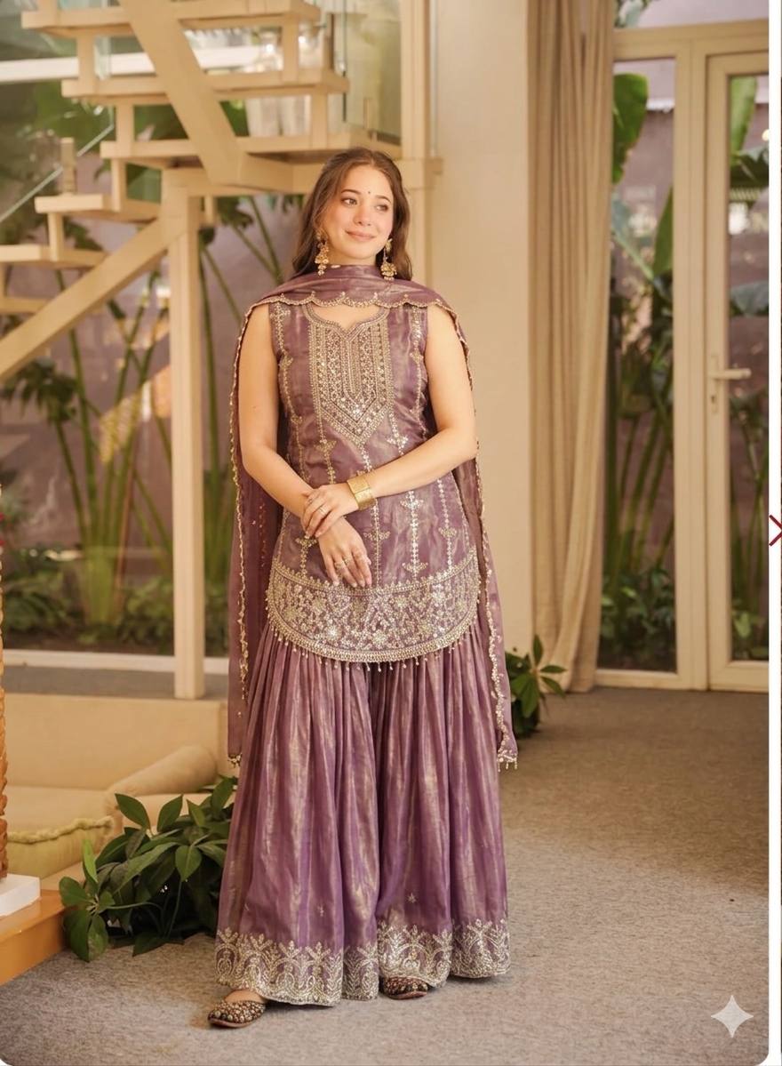 Dark Luxury Metallic Purple Kurta Set