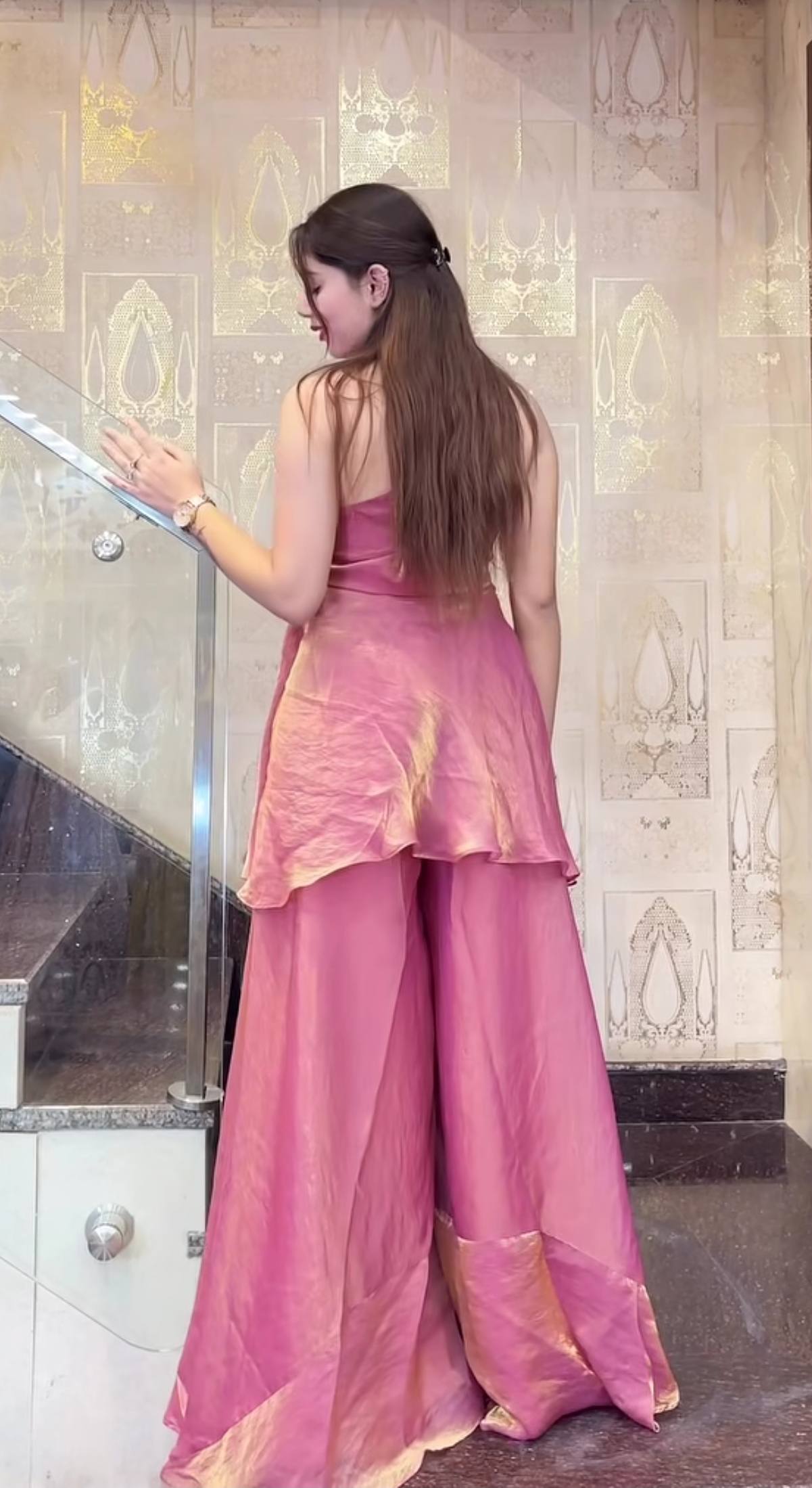 Opulent Jade Pearl-Embellished Palazzo Suit