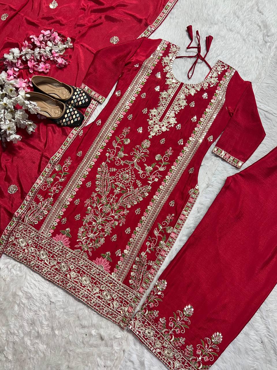 Regal Rama Blue Embroidered Kurta Set