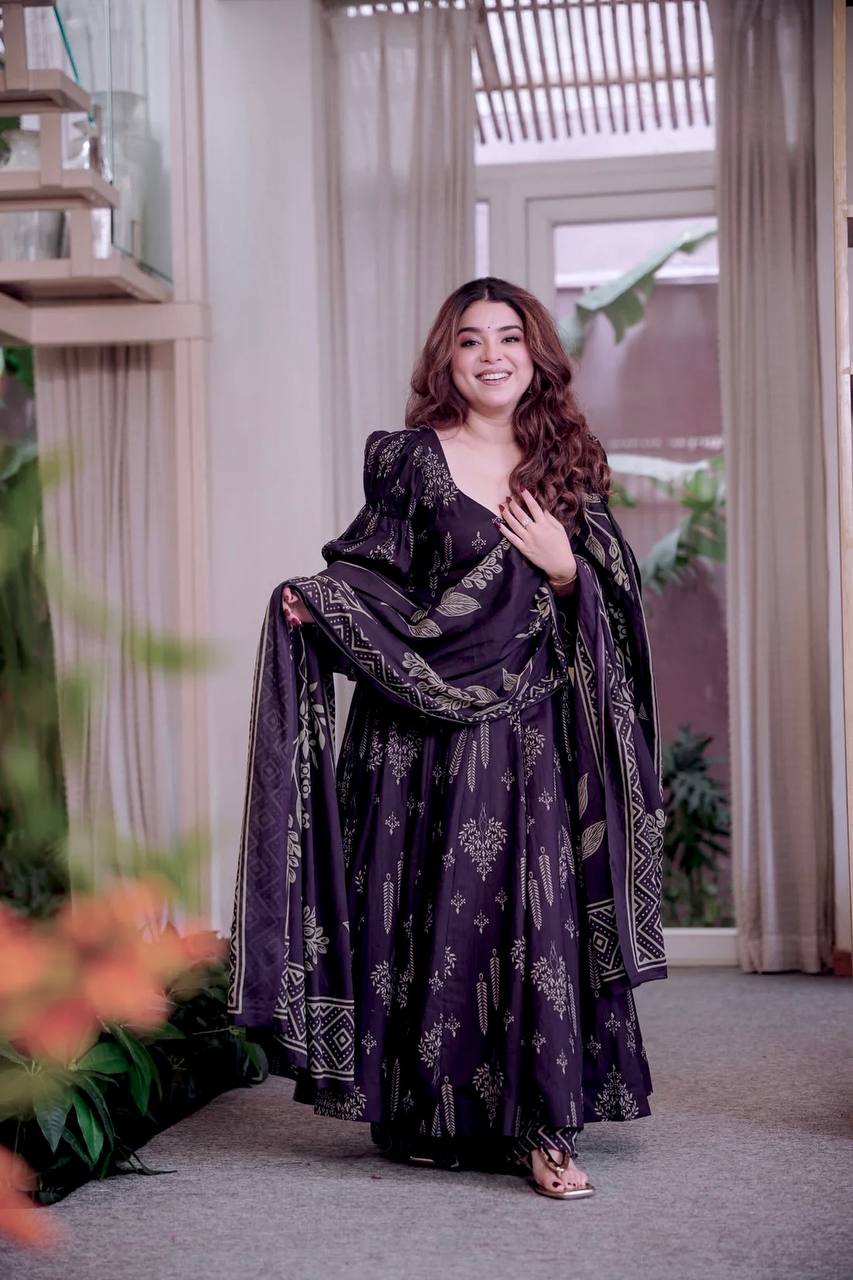 Ultra-Premium Aubergine Purple Anarkali Set | Luxury Festive Wear