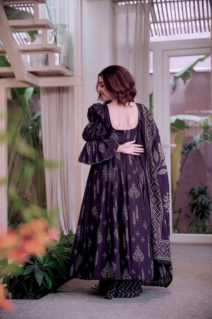 Ultra-Premium Aubergine Purple Anarkali Set | Luxury Festive Wear