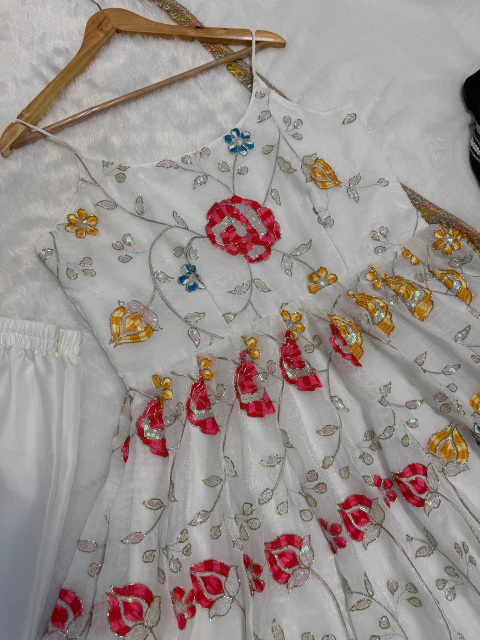 Ultra-Premium Pristine White Floral Couture Set | Luxury Daytime Festive Wear