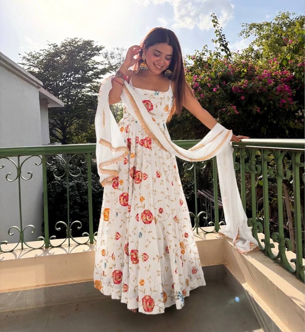 Ultra-Premium Pristine White Floral Couture Set | Luxury Daytime Festive Wear