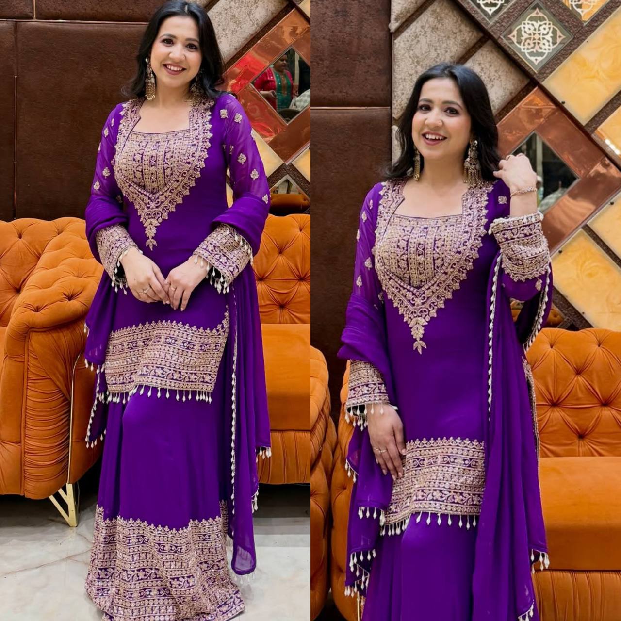 Olive Zari Embroidered Mehendi Silhouette
