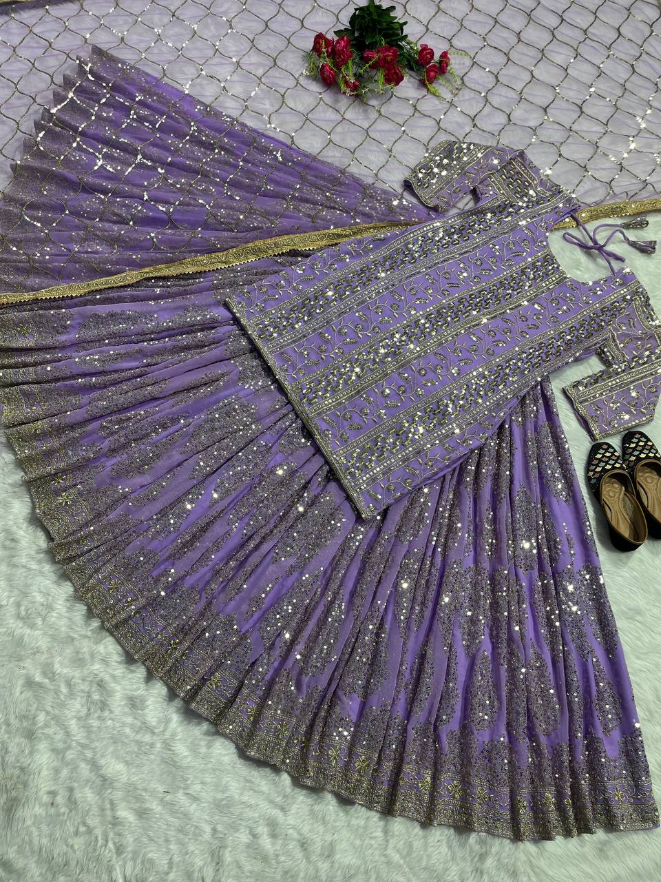 The Celestial Azure Sequin Heritage Lehenga