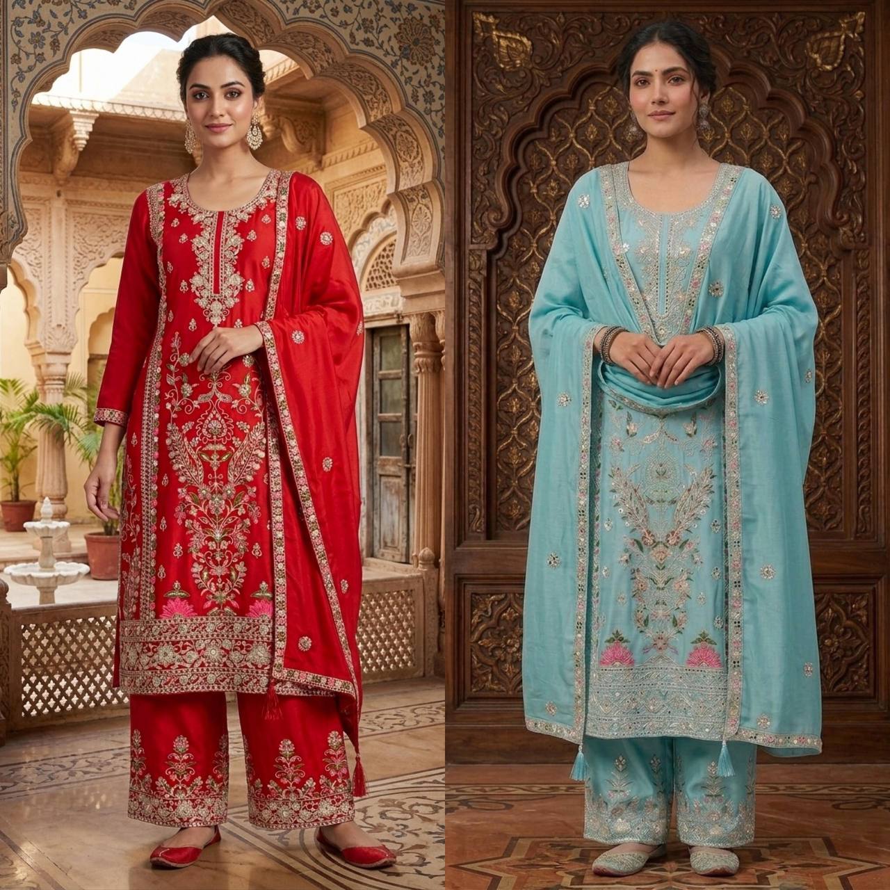 Regal Scarlet Heritage Kurta Set